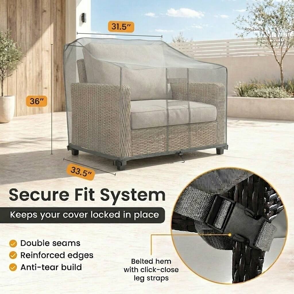 31.5" 36" 33.5" Secure Fit System Keeps your cover locked in place Double seams Reinforced edges Anti-tear build Belted hem with click-close leg straps