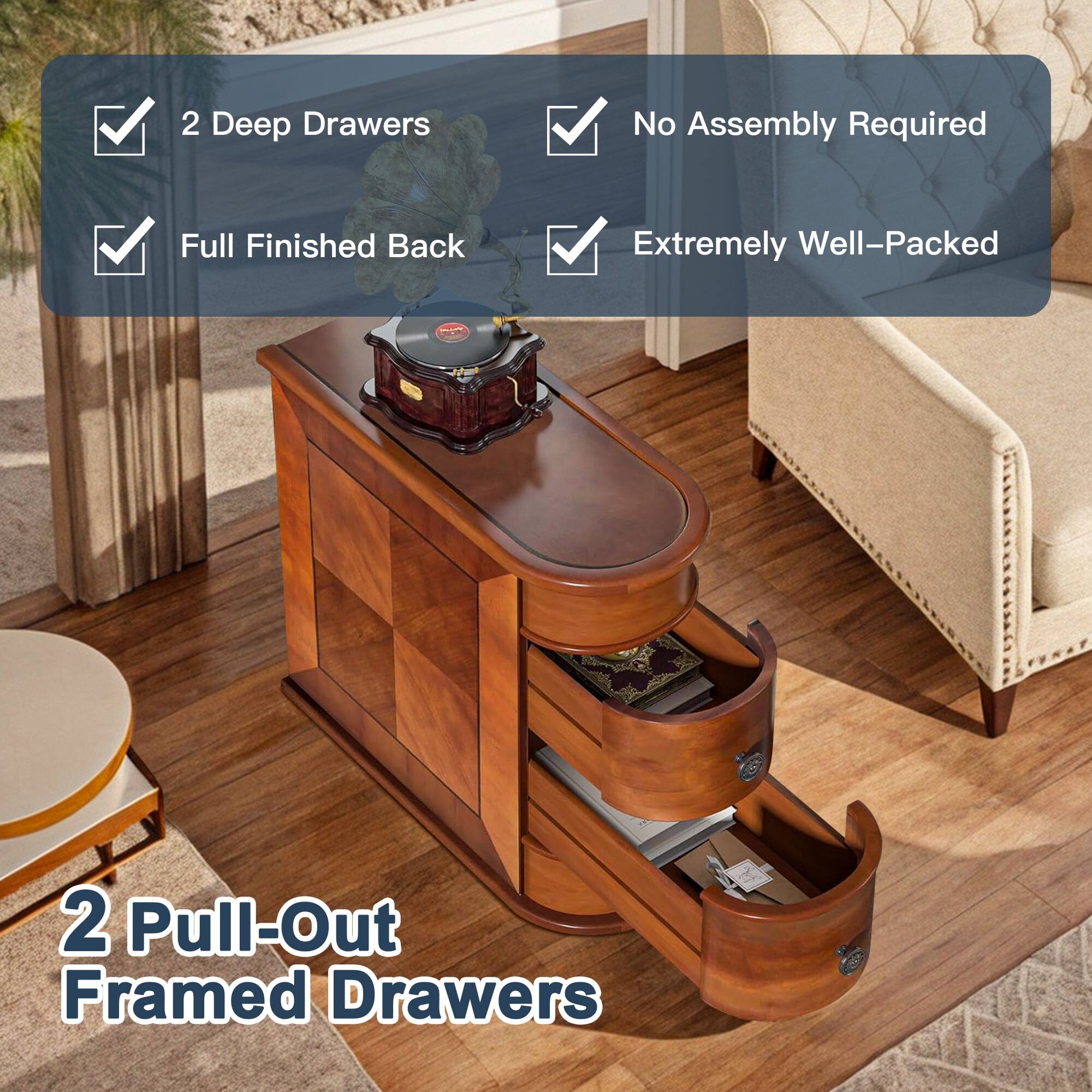 2 Deep Drawers, No Assembly Required, Full Finished Back, Extremely Well-Packed, 2 Pull-Out Framed Drawers