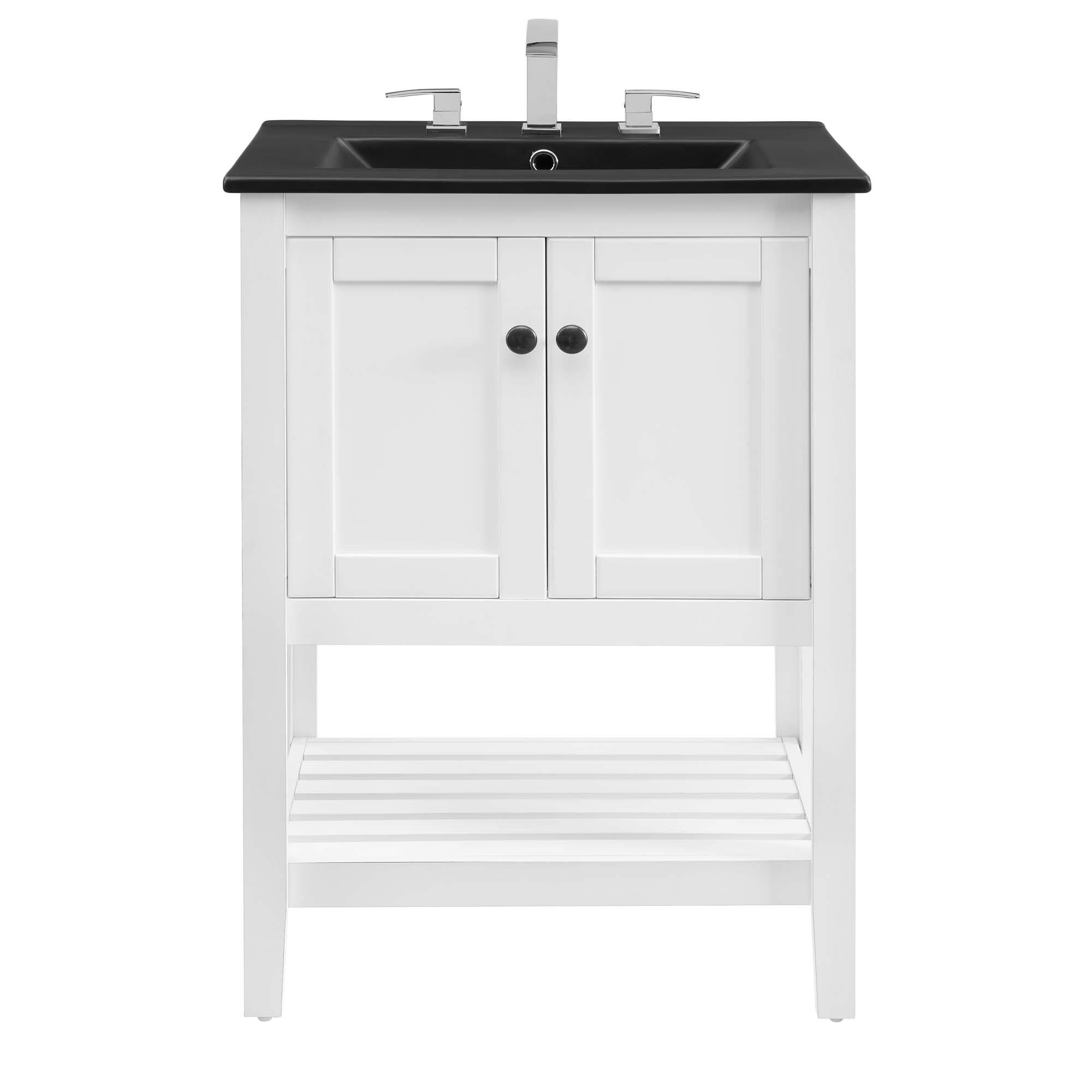 Alt View 4. Modway - Prestige Bathroom Vanity Basin Included - White Black.