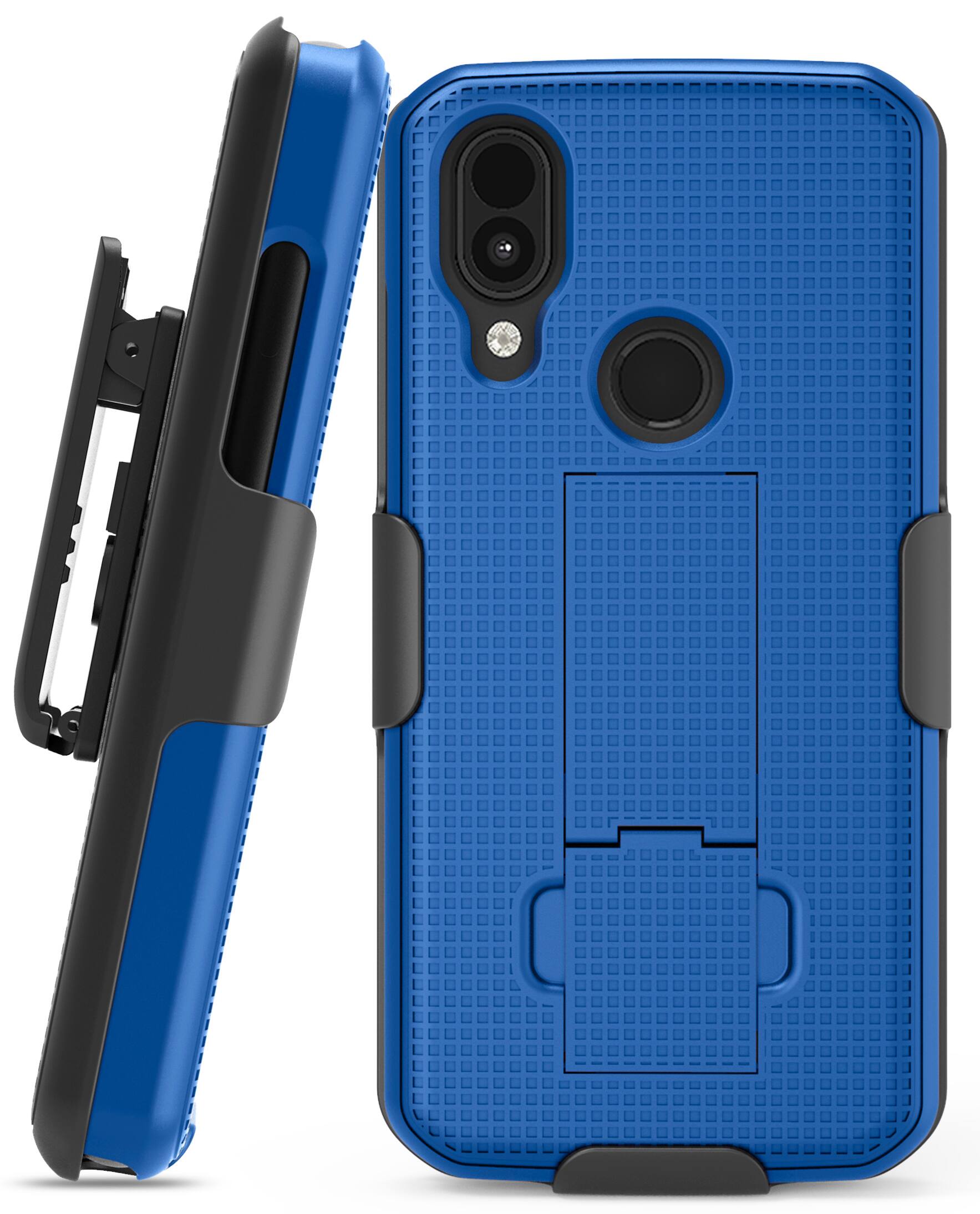 Alt View 2. Nakedcellphone - Case with Stand and Belt Clip Holster for CAT S62 Pro - Blue.