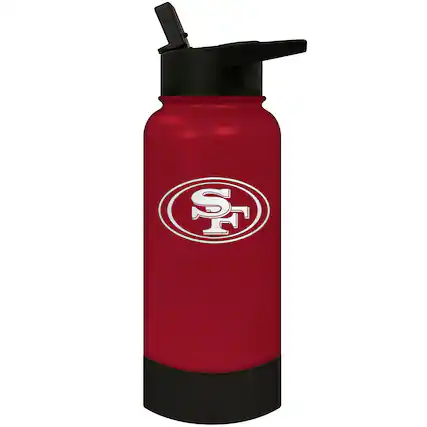 Front. Great American Products - San Francisco 49ers 32oz. Logo Thirst Hydration Water Bottle - Multicolor.