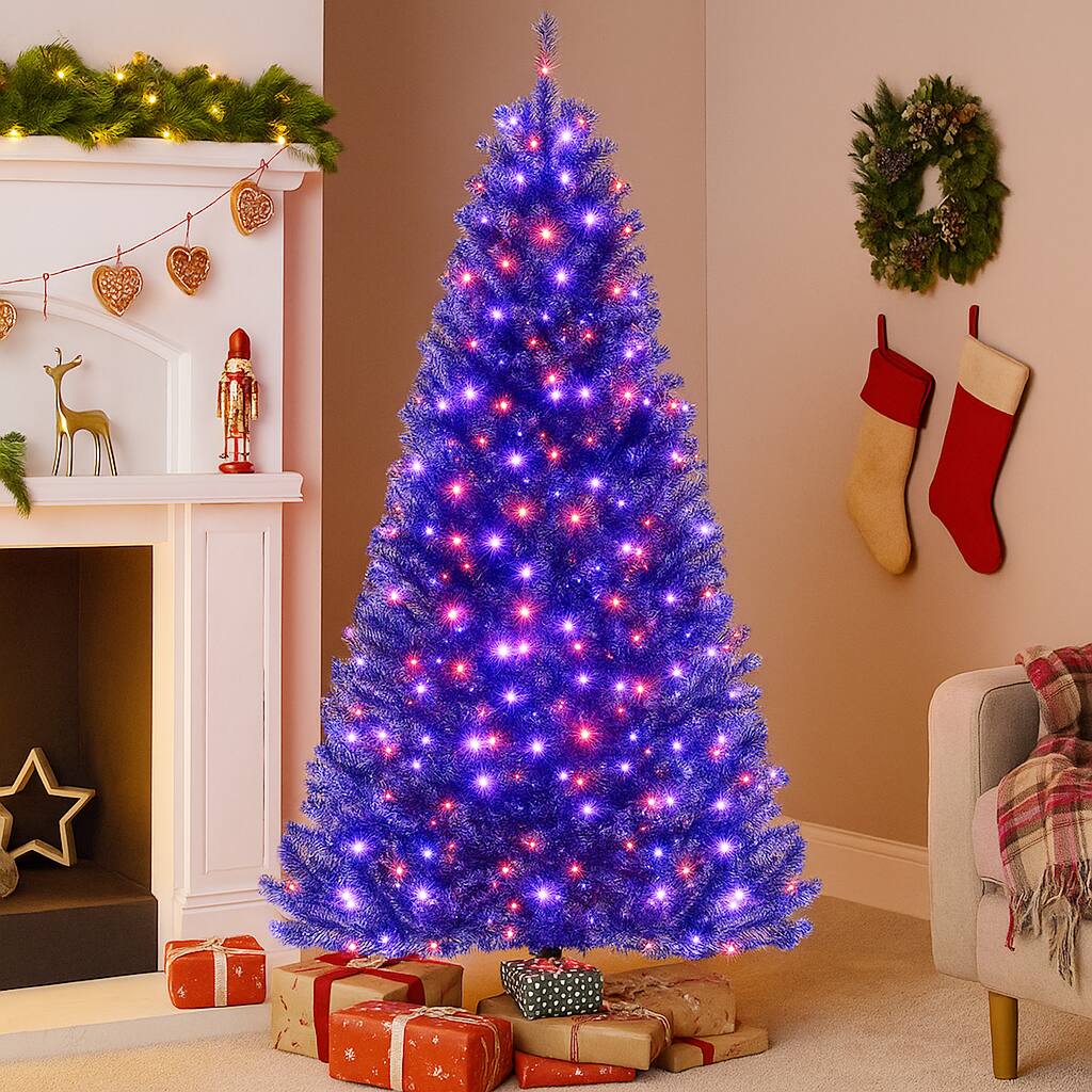 Angle. BreeBe - Spooky Artificial Christmas Tree – 6/7/8ft with Light Effects and Sounds - Black.