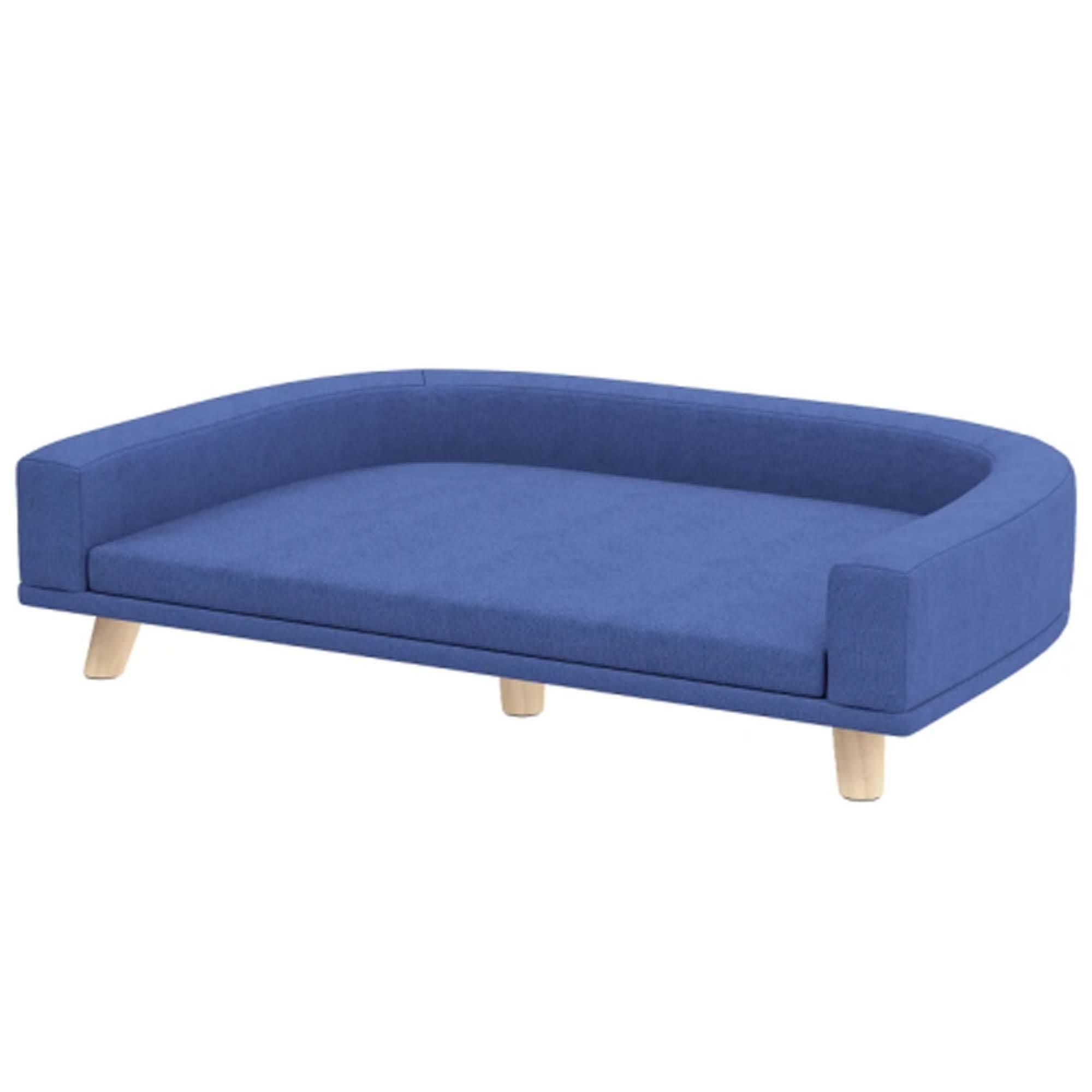 Front. Zeus & Ruta - Blue Pet Sofa Couch Bed with Washable Cushion for Large Dogs,Cats - Blue.