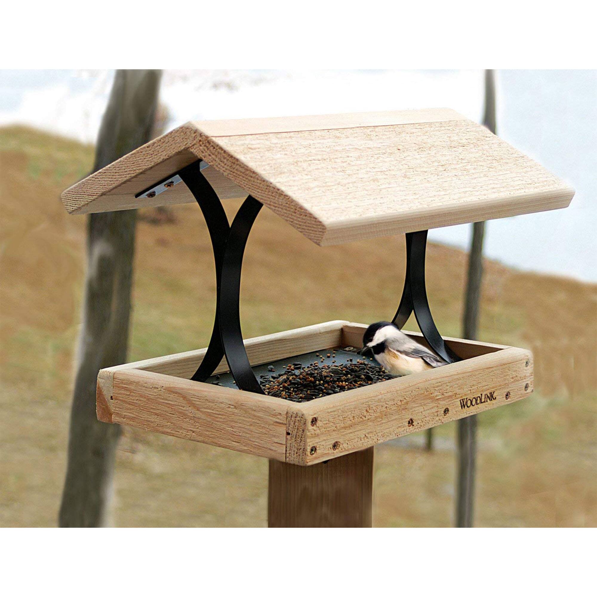 Alt View 4. Woodlink - Woodlink 24373 Durable Natural Inland Cedar Fly Thru Bird Mixed Seed Feeder - Brown.