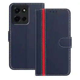 Dteck - Slim Card Holder Case for Motorola G Stylus 5G (2025),PU Leather Magnetic Closure Shockproof TPU Inner Flip Wallet Cover - Blue