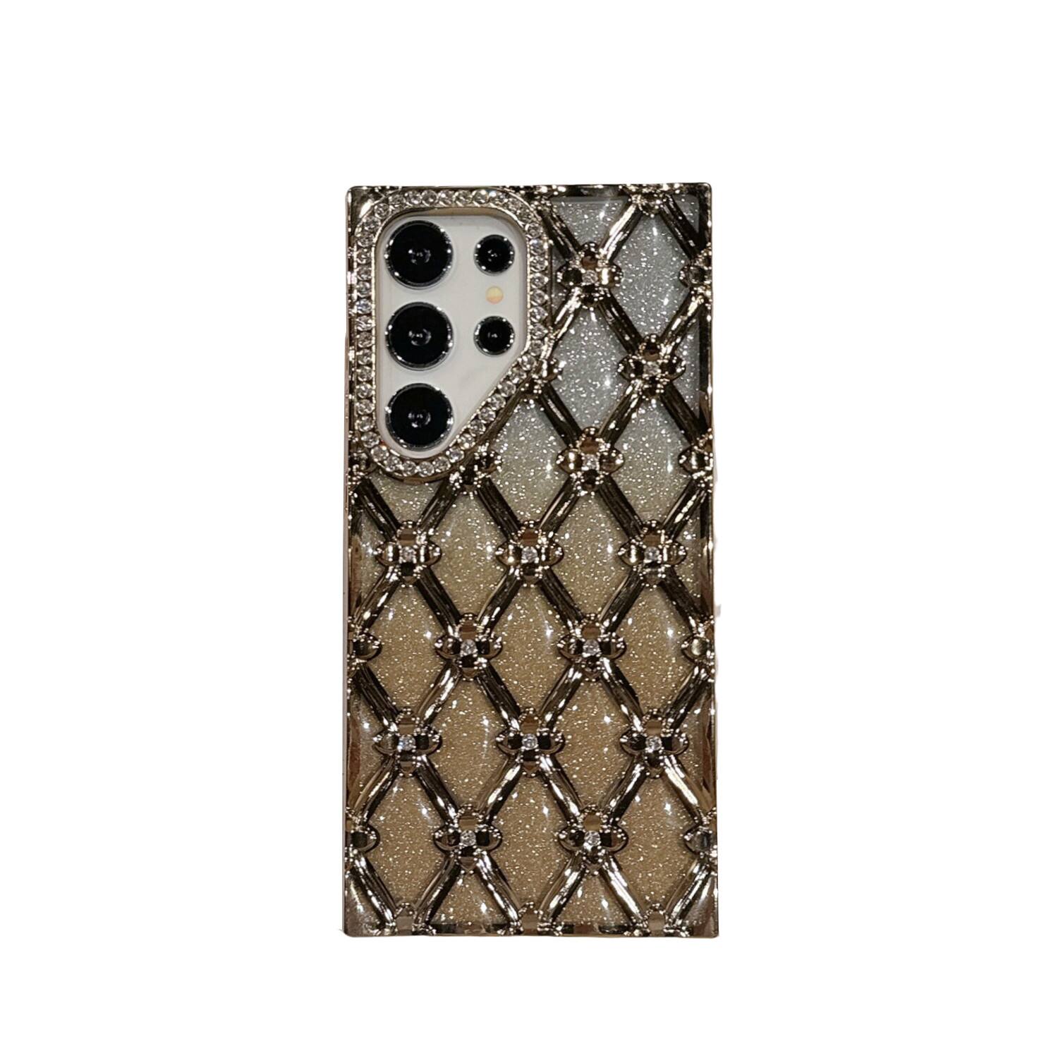 Alt View 4. UUCOVER - Luxury Electroplated Bling Glitter Case for Samsung Galaxy S23 Ultra, Shockproof Sparkle Rhinestone Diamond Flower Cover - Pink.