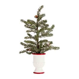 BreeBe - Mini Pine Tree with Ceramic Pot (Set of 2) - Green, Red, White