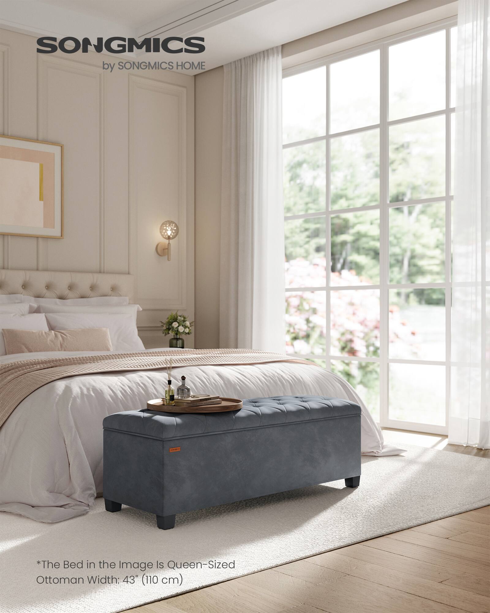 SONGMICS  
by SONGMICS HOME  

*The Bed in the Image Is Queen-Sized Ottoman Width: 43" (110 cm)
