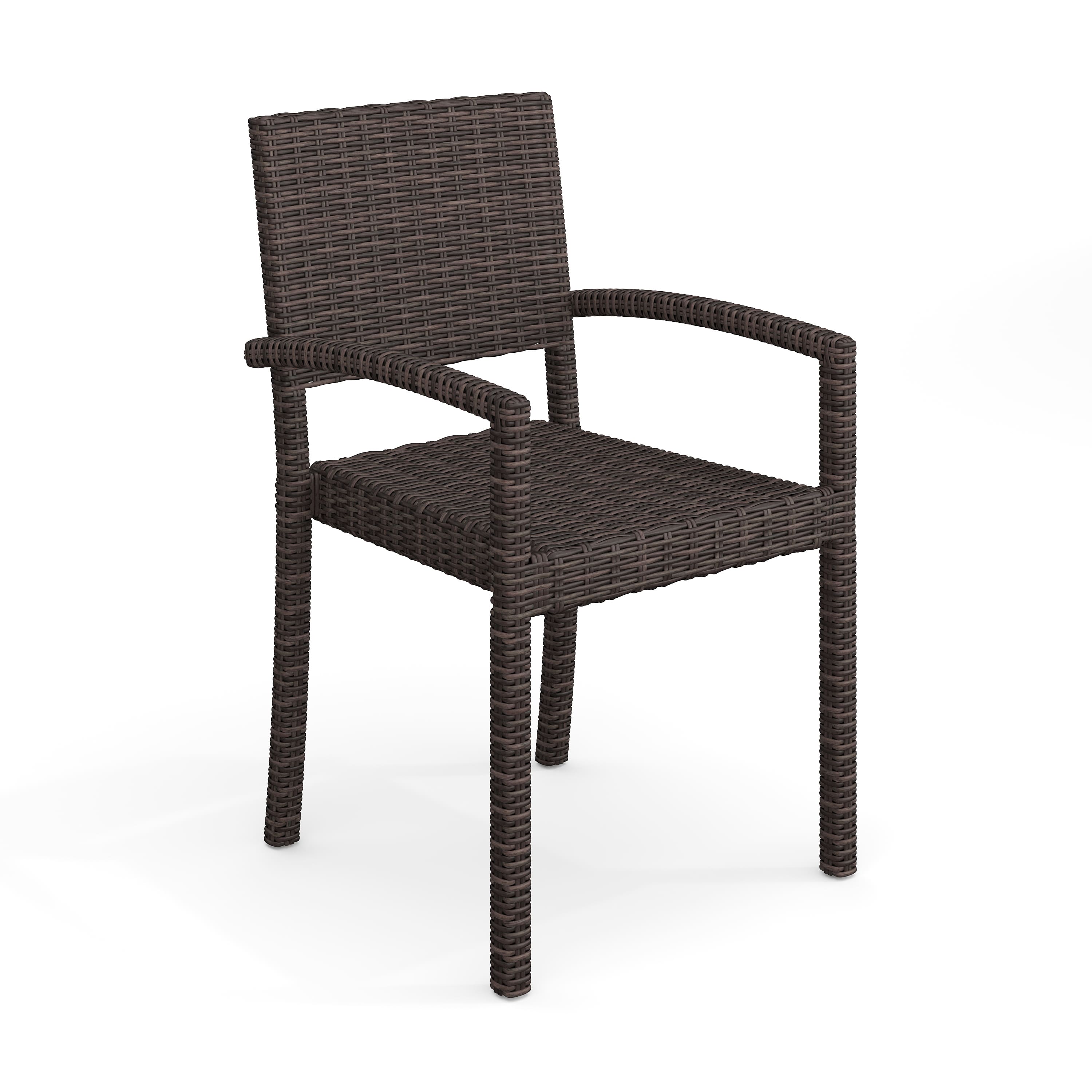 Martha Stewart - Bedford Outdoor Rattan Wicker Stackable Dining Armchair - Brown
