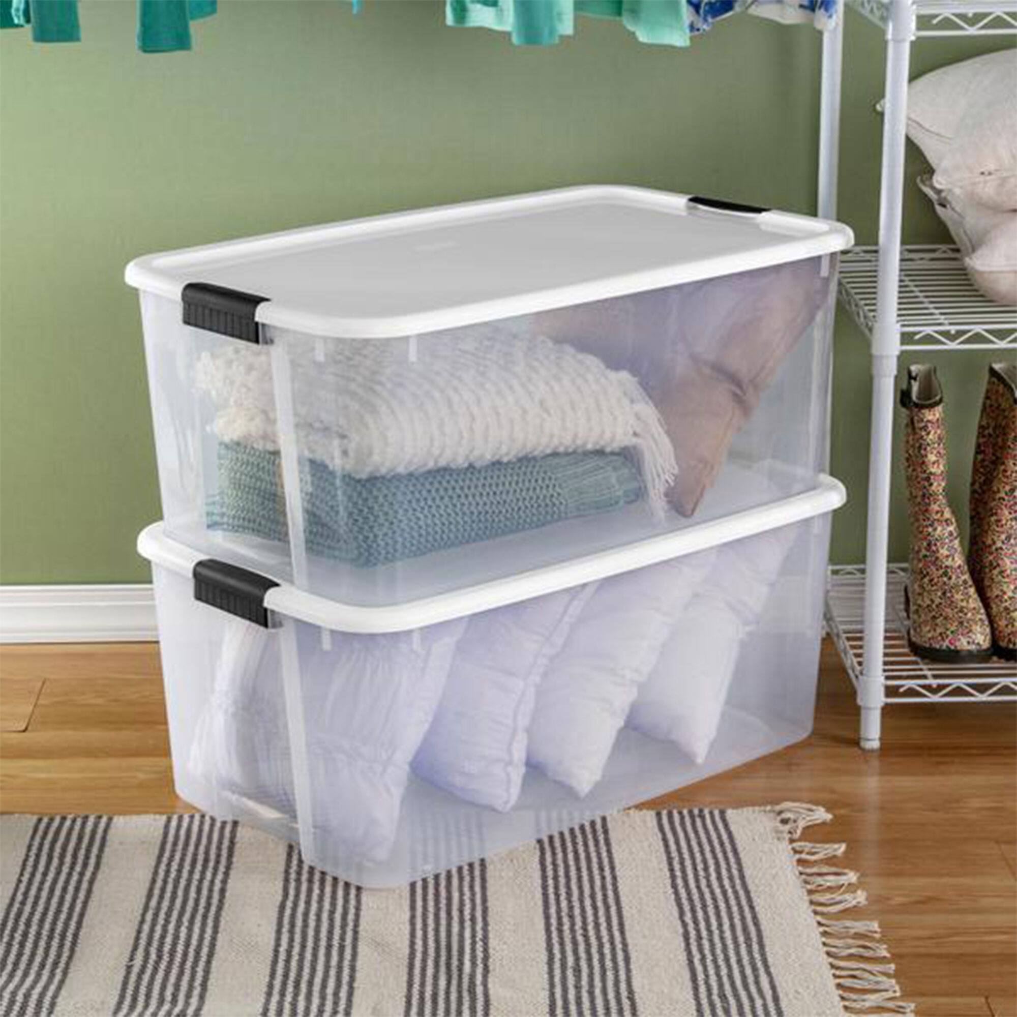 Alt View 2. Sterilite - Sterilite 116 Quart Clear Stackable Latching Storage Box Containers, 4 Pack - Clear.