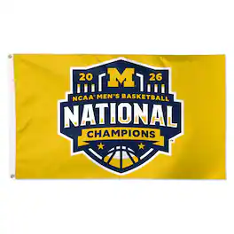 WinCraft - Michigan Wolverines 2026 NCAA Men's Basketball National Champions 3' x 5' Single-Sided Deluxe Flag - Multicolor