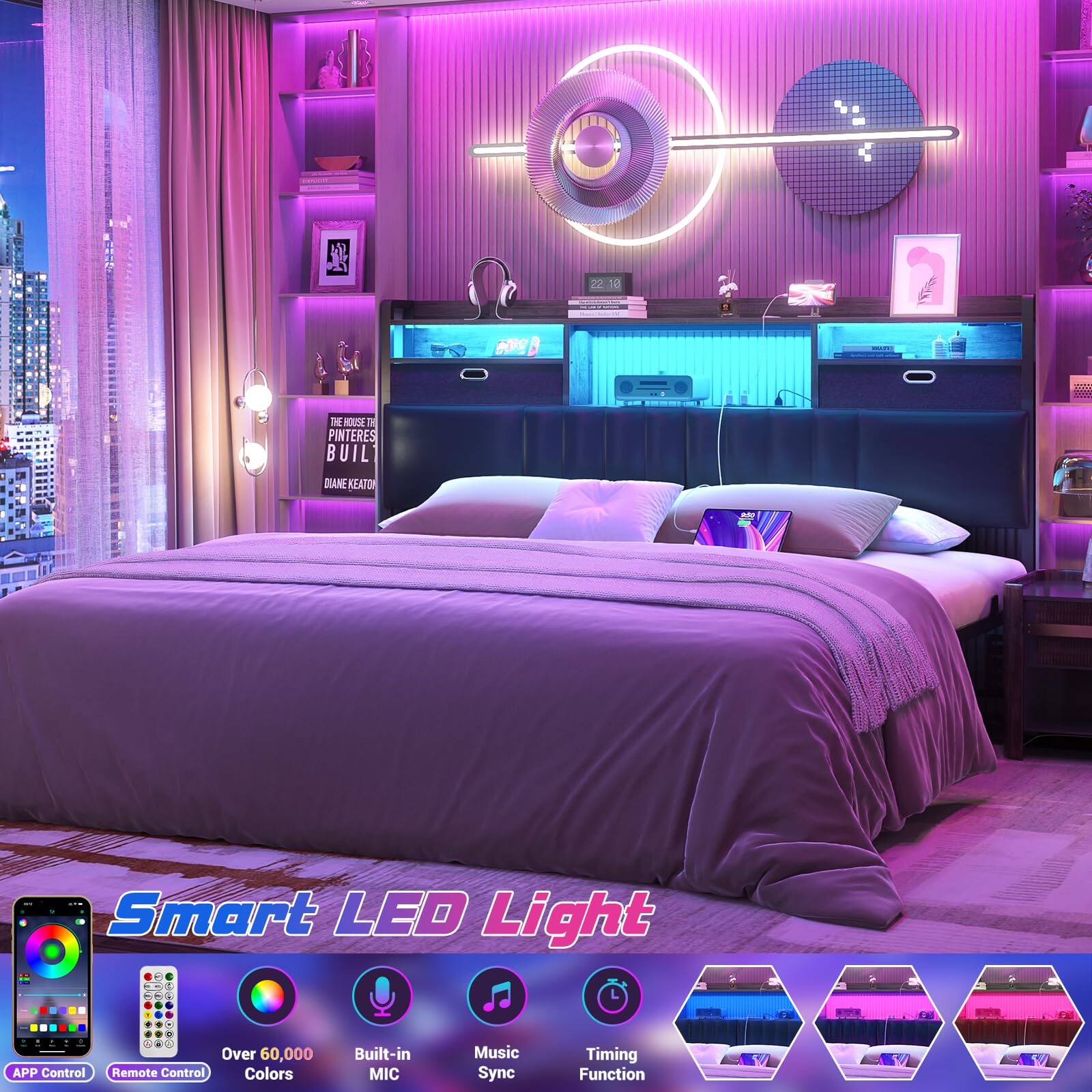 22 18 AY TNE 0 3 PINTERES BUIL GIANE KEATO

Smart LED Light Over 60,000 APP Control Remote Control Colors Built-in MIC Music Sync Timing Function