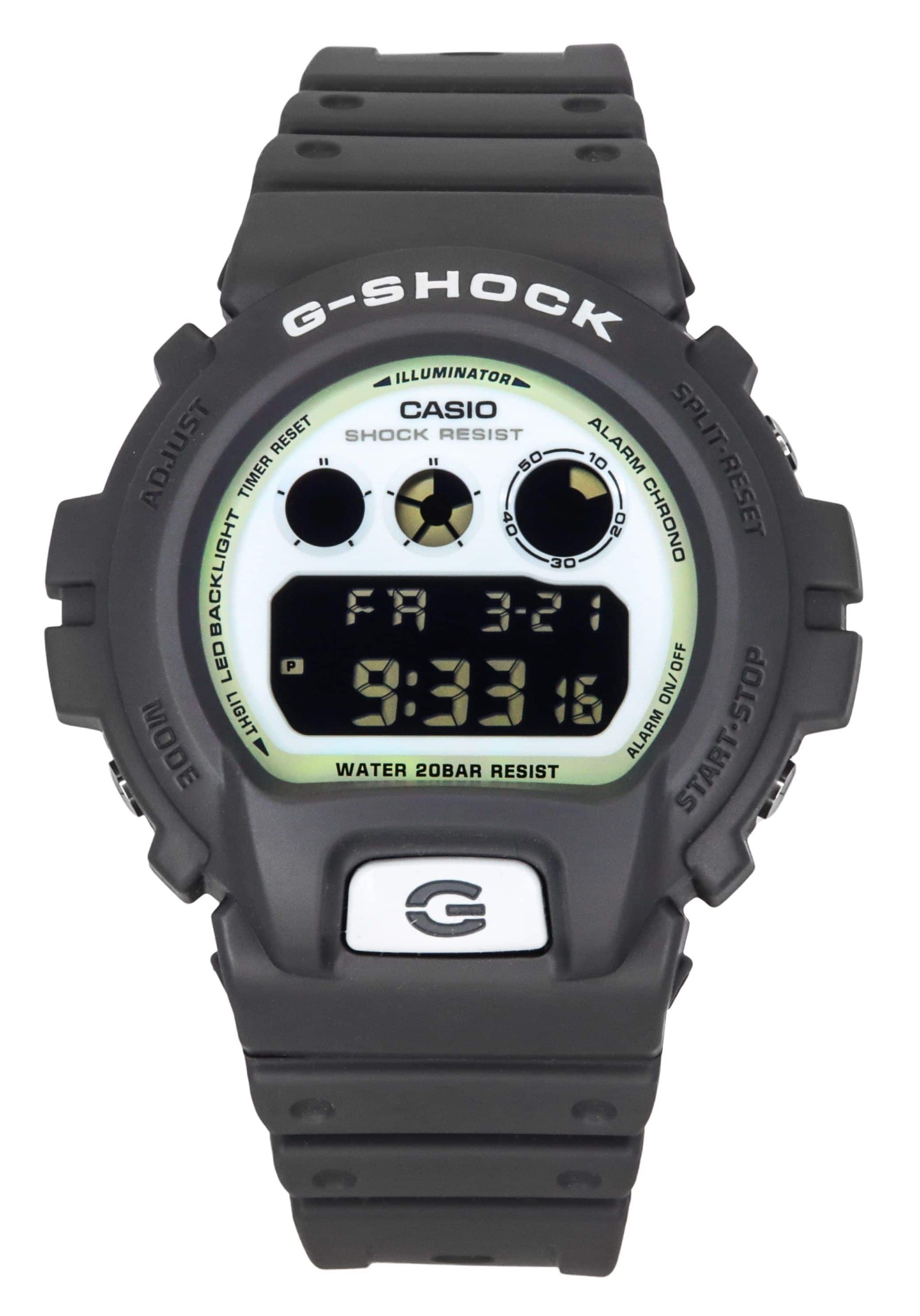 Casio - G-SHOCK Illuminator Hidden Glow Digital Quartz DW-6900HD-8 Mens Watch Alarm Chrono Stopwatch Resin Strap 200M - Gray