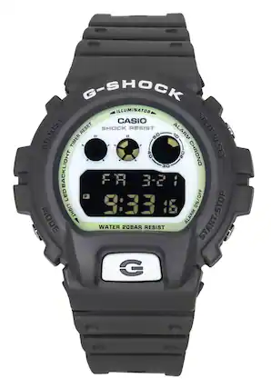 G-SHOCK
ILLUMINATOR
CASIO
SHOCK RESIST
ALARM
TIMER
40 50 10 20
CHRONO
SPLIT-RESET
RESET
30
BACKLIGHT
FR 3-21
LED
P
9:33
16
ON/OFF
LIGHT
ALARM
START-STOP
MODE
WATER 20BAR RESIST