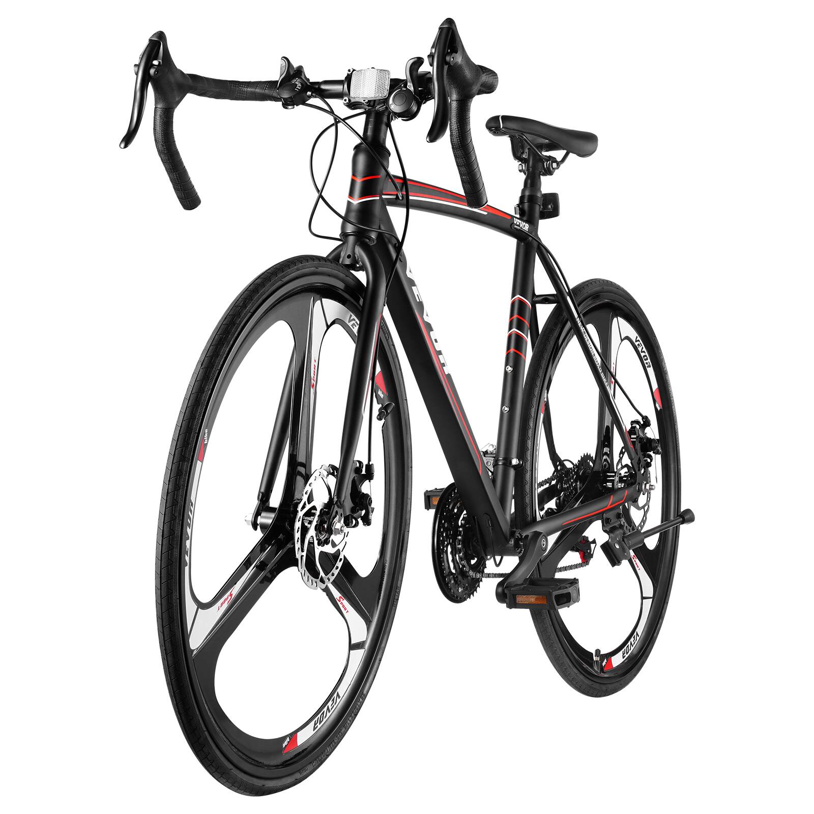Alt View 5. VEVOR - Road Bike, 700C Wheels Racing Bike, SHIMANO 21 Speeds Drivetrain System City Commuter Road Bicycle - Black.