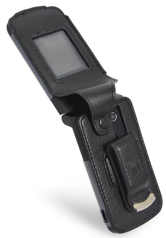 Alt View 5. Nakedcellphone - Vegan Leather Case with Belt Clip for Verizon Orbic Journey V / L Flip Phone - Black.
