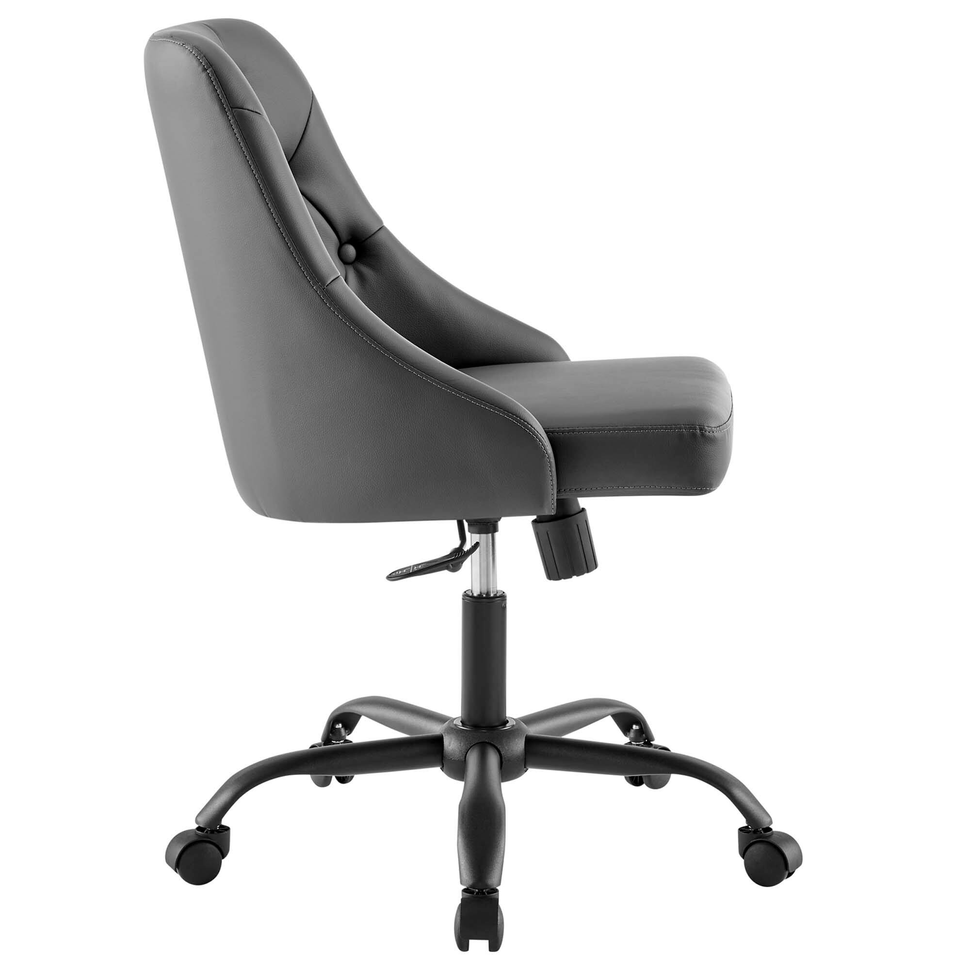 Alt View 1. Modway - Distinct Tufted Swivel Vegan Leather Office Chair by Modway - Black Gray.