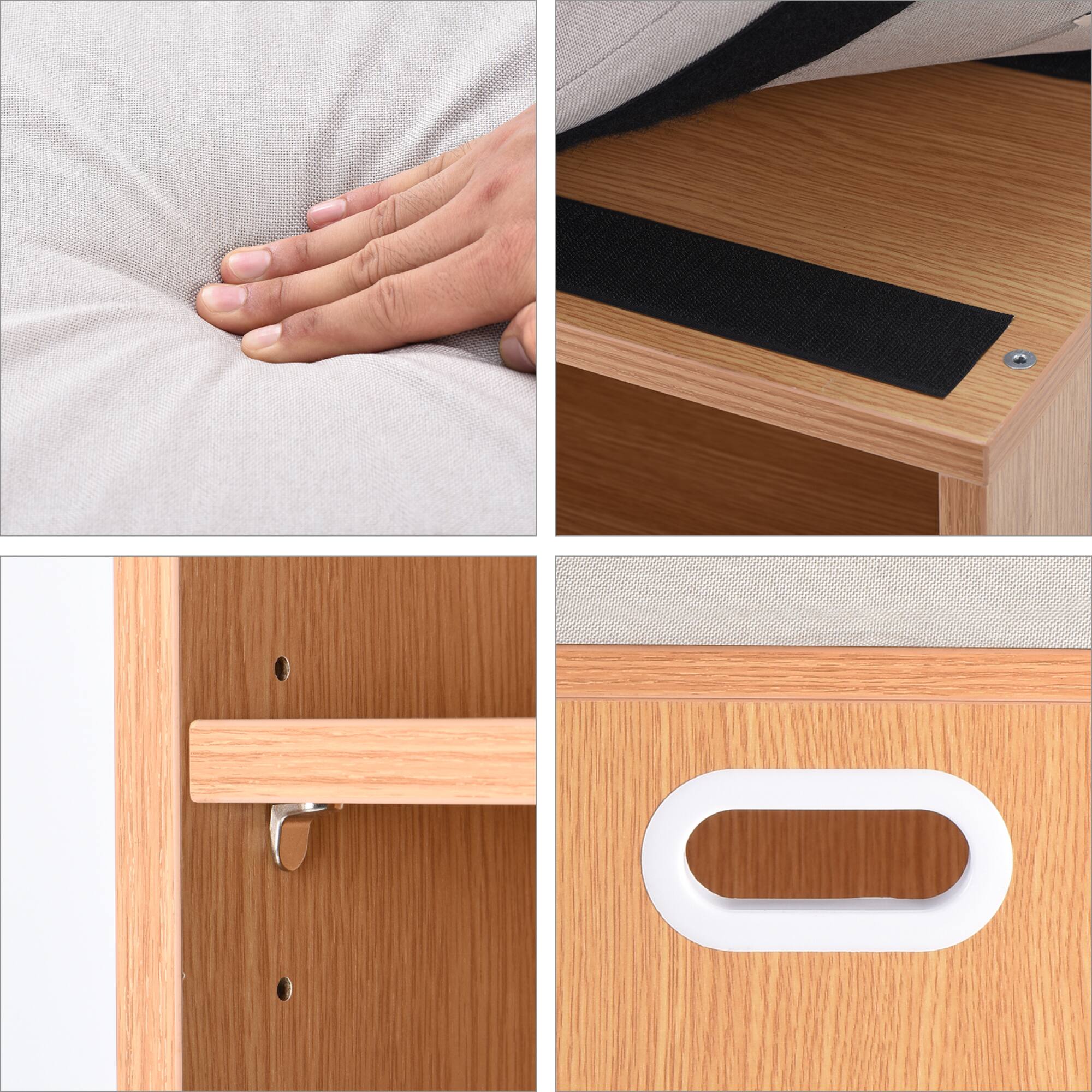 Alt View 1. GOODSILO - Compact Entryway Shoe Storage Bench with Removable Cushion for Seating and Organization - Beige+Oak.