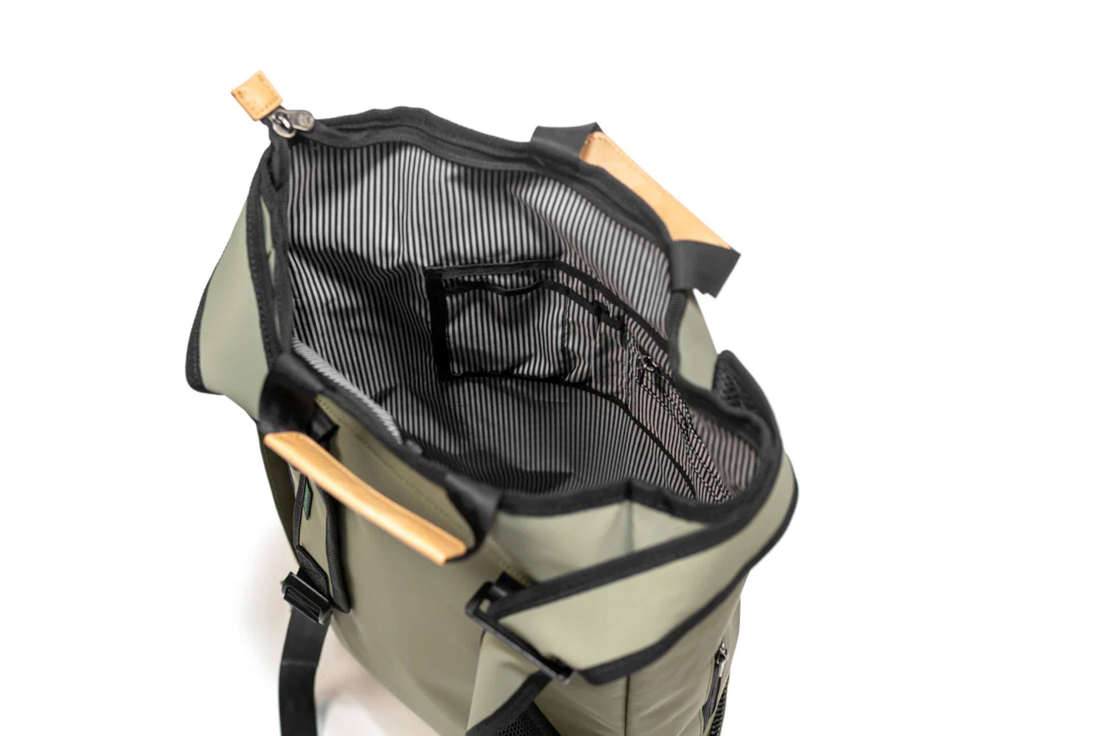 Back. PKG - Liberty Recycled Tote Backpack - Tranquil Green.