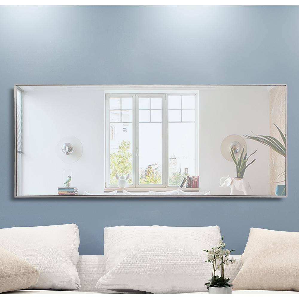 Left. Elegant Decor - Metal frame Rectangle Mirror 30 inch Silver - Silver.