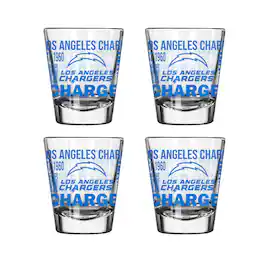Logo Brands - Los Angeles Chargers 4-Pack 2oz. Shot Glass Set - Multicolor