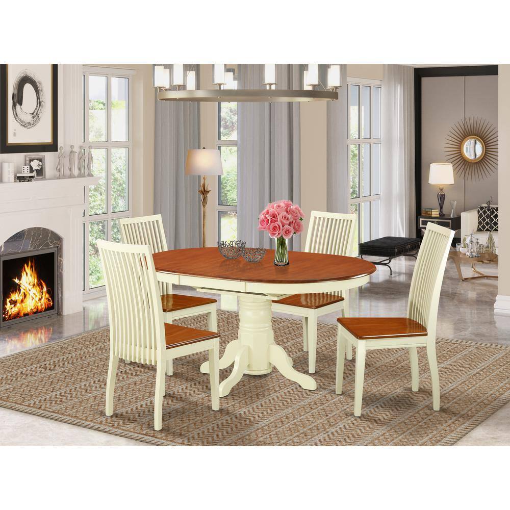Left. East West Furniture - Dining Room Set Buttermilk & Cherry - Brown.