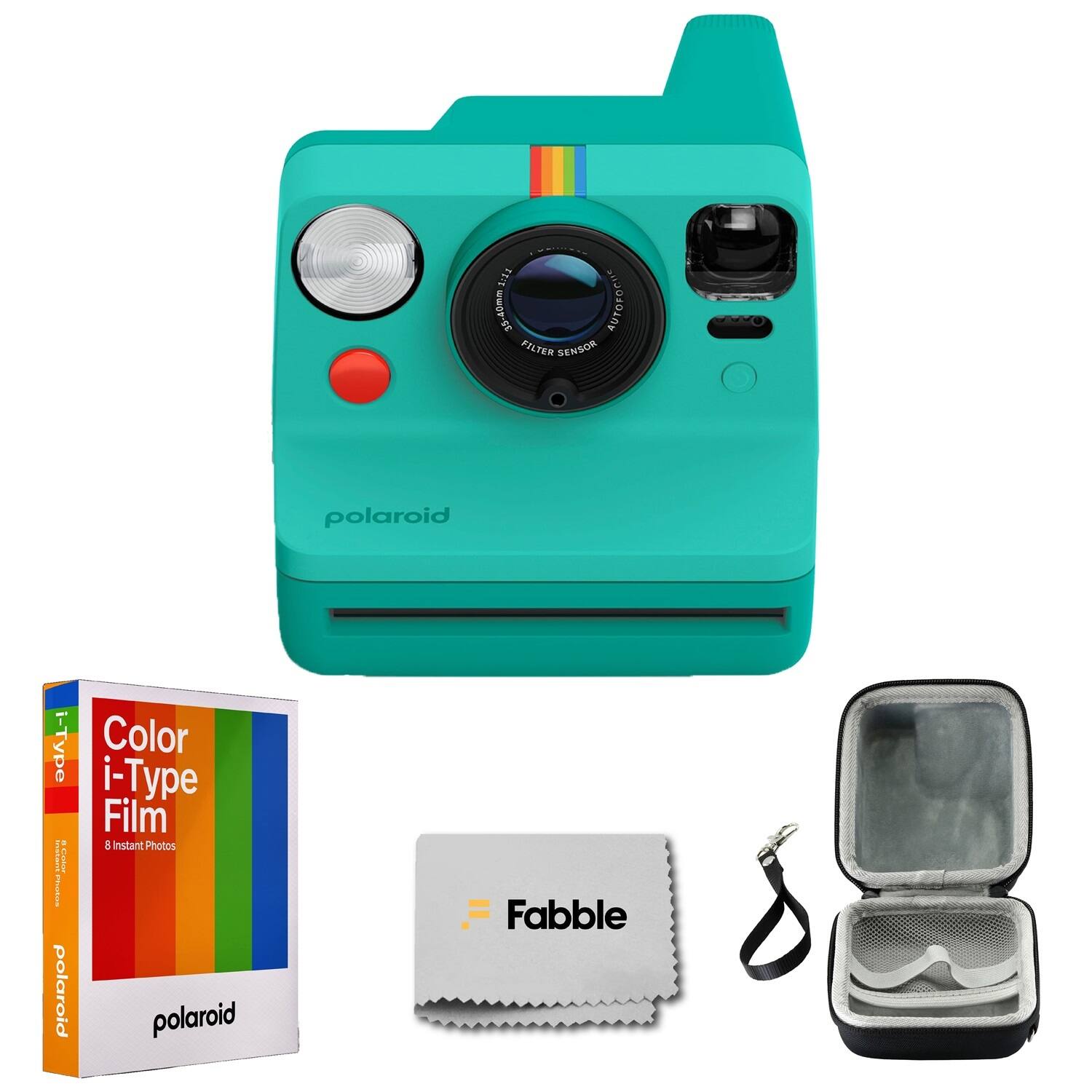 Polaroid - Now Gen 3 I-Type Instant Camera Bundle w/ Color Film (8 Exposures), Case & Strap - Green