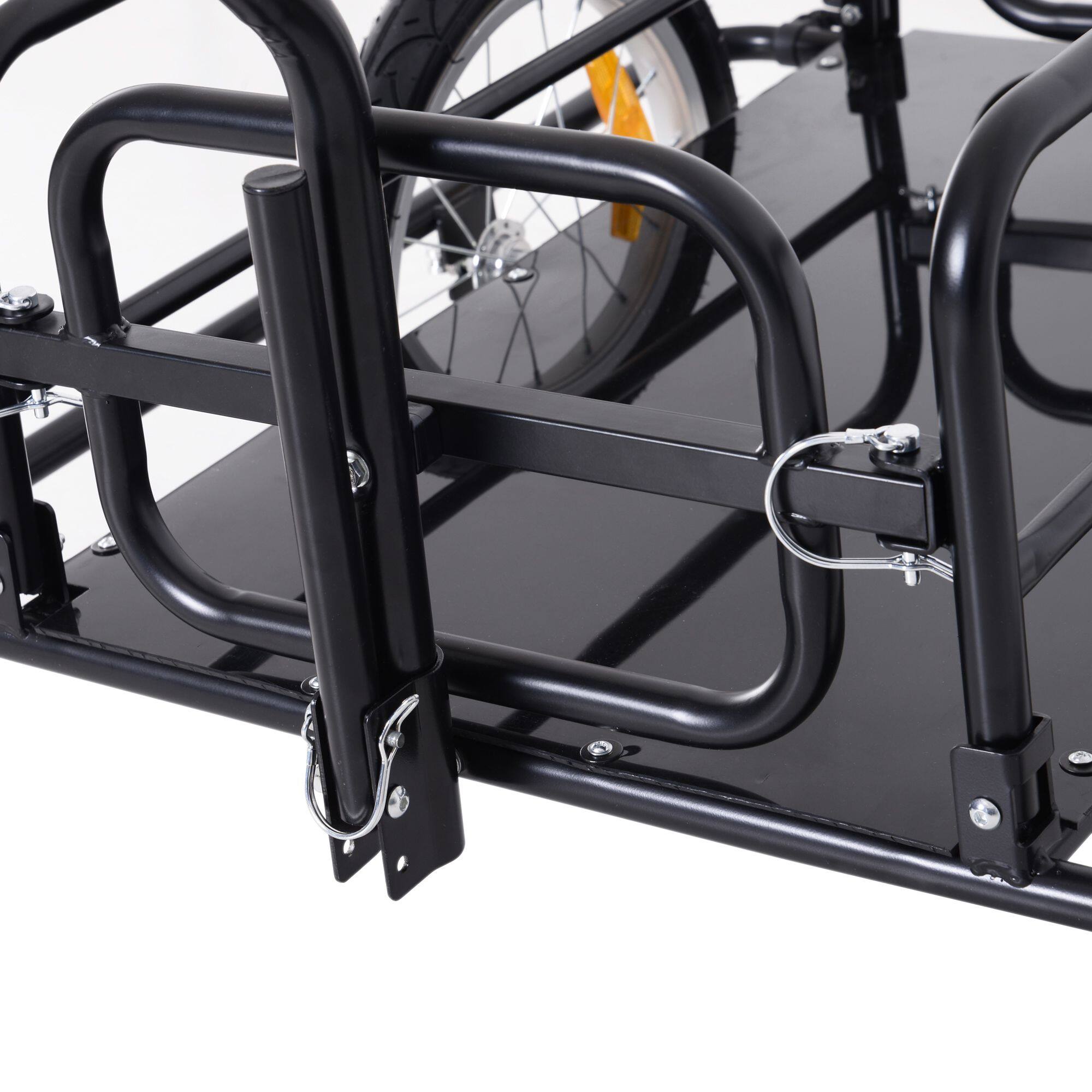Alt View 4. Loheer - Loheer Foldable Bike Cargo Trailer with Hitch Steel Frame Bicycle Cart Black.