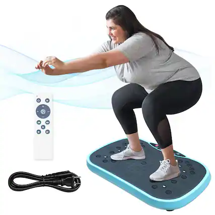 Front. Akoasm - Vibration Plate Exercise Machine Whole Body Workout Vibration Fitness Platform for Home-Blue - Blue.