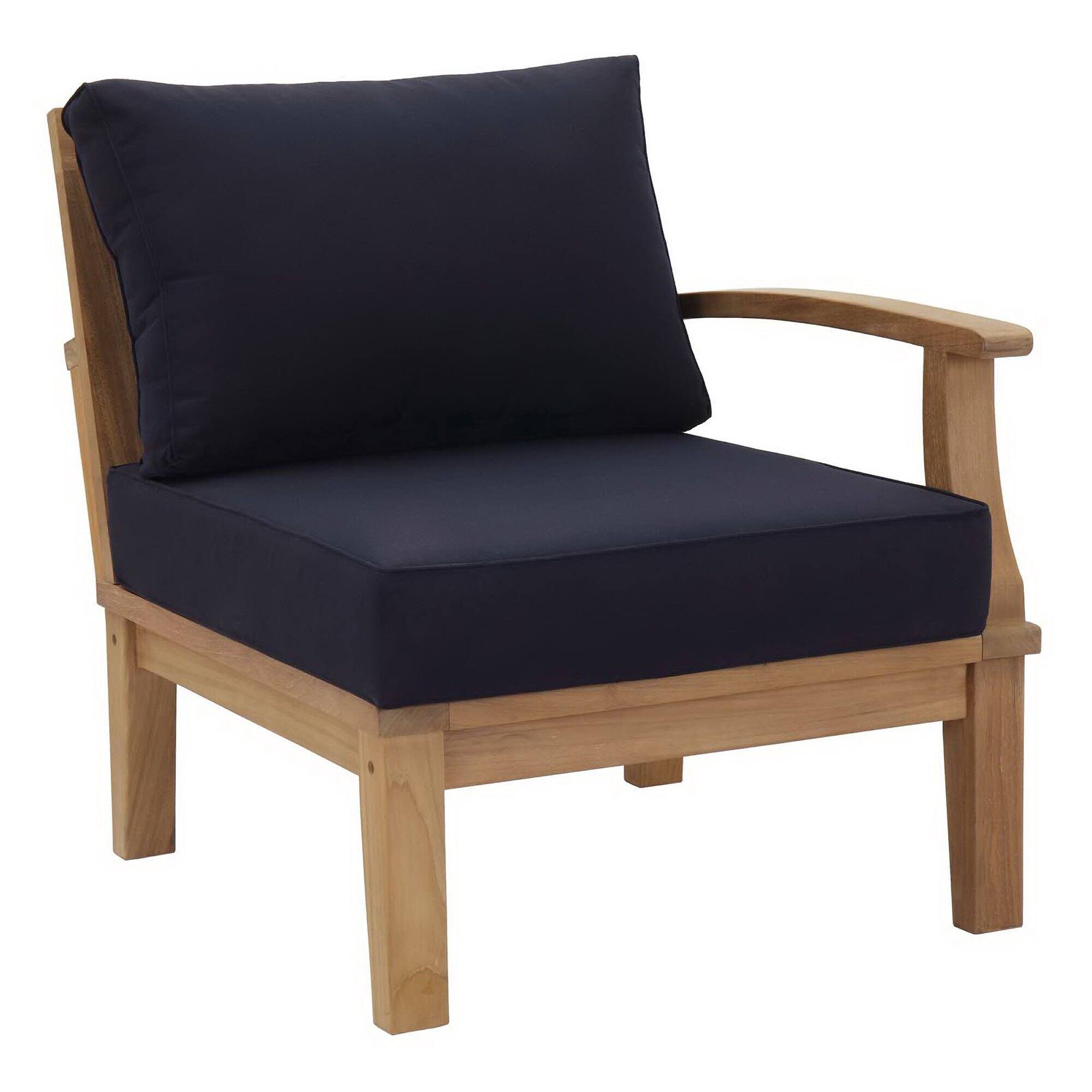 Angle. Modway - Marina Outdoor Patio Teak Right-Facing Sofa by Modway - Natural Navy.