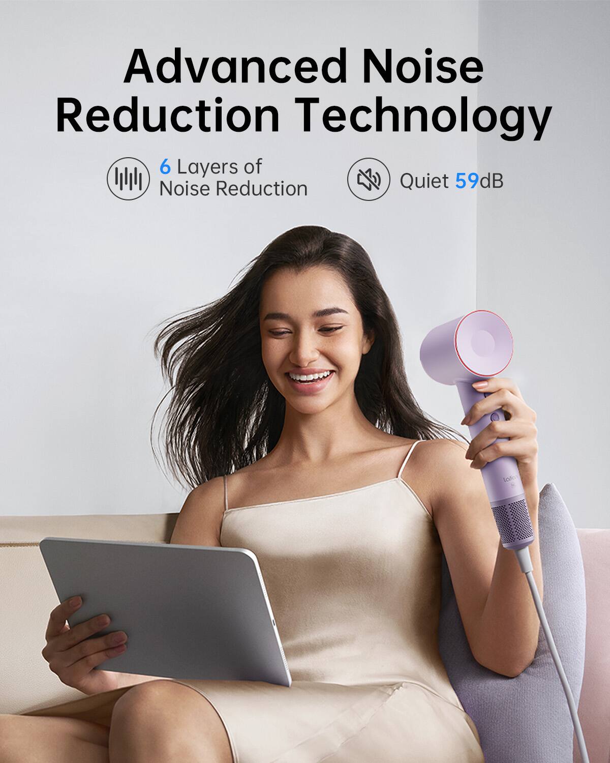 Advanced Noise Reduction Technology: 6 Layers of Noise Reduction for Quiet 59dB Sound.