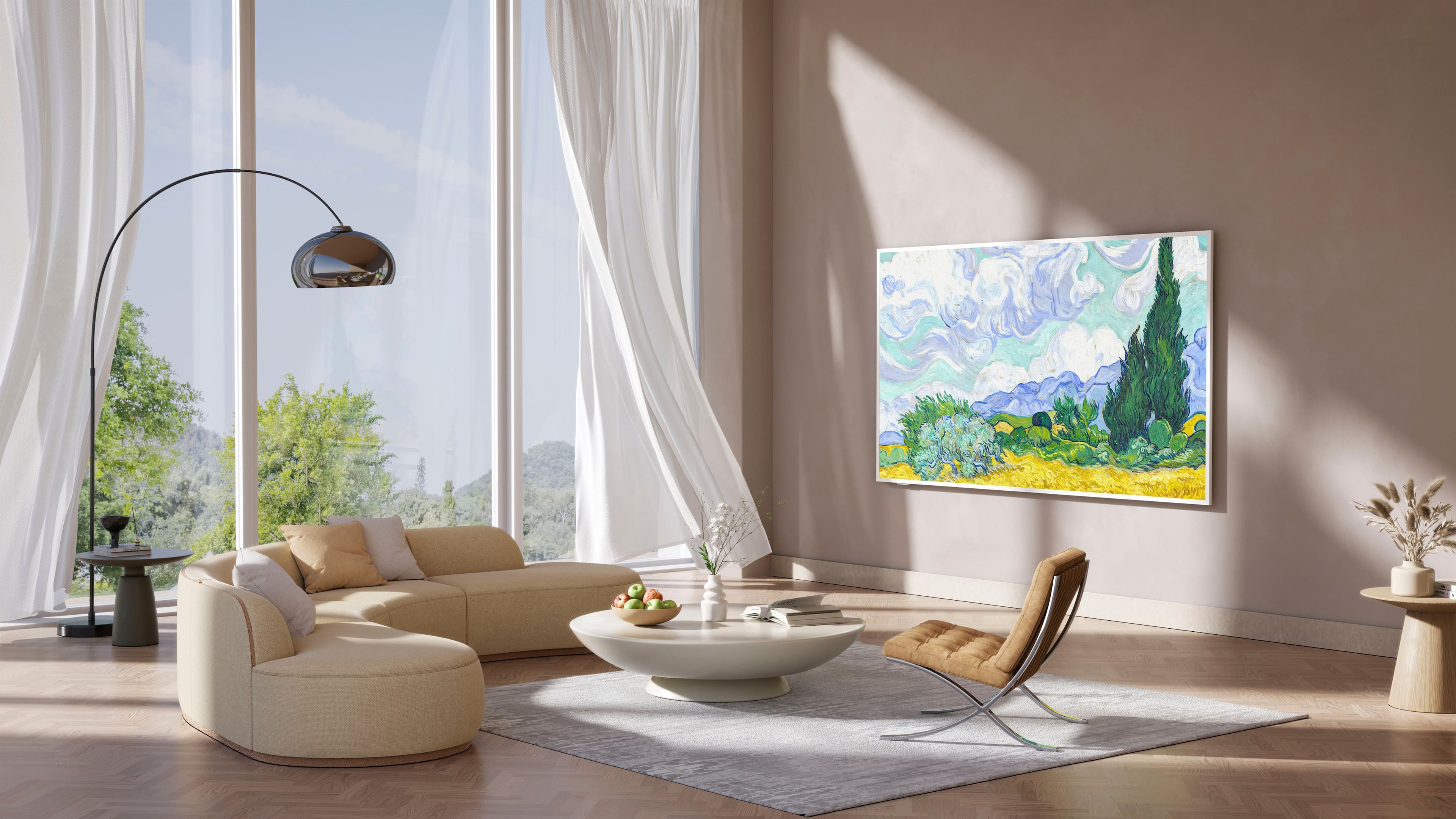 Alt View 25. TCL - 65" Class A300W NXTVISION Series 4K QLED Lifestyle TV with Ultra Matte Screen and Flush Wall Mount (2024) - White.