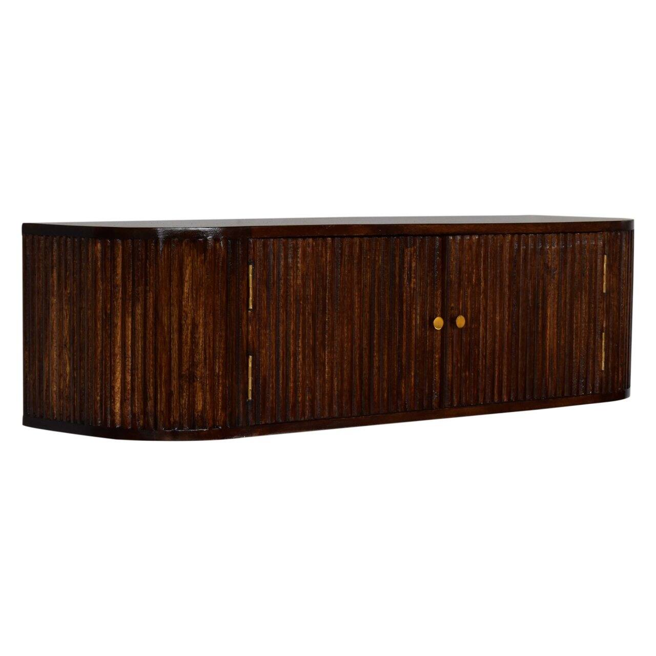 Back. Artisan Furniture - Artisan Furniture Solid Wood Chunky Chestnut Wall Mounted Console, 2 Doors, Dark Brown - Dark Brown.