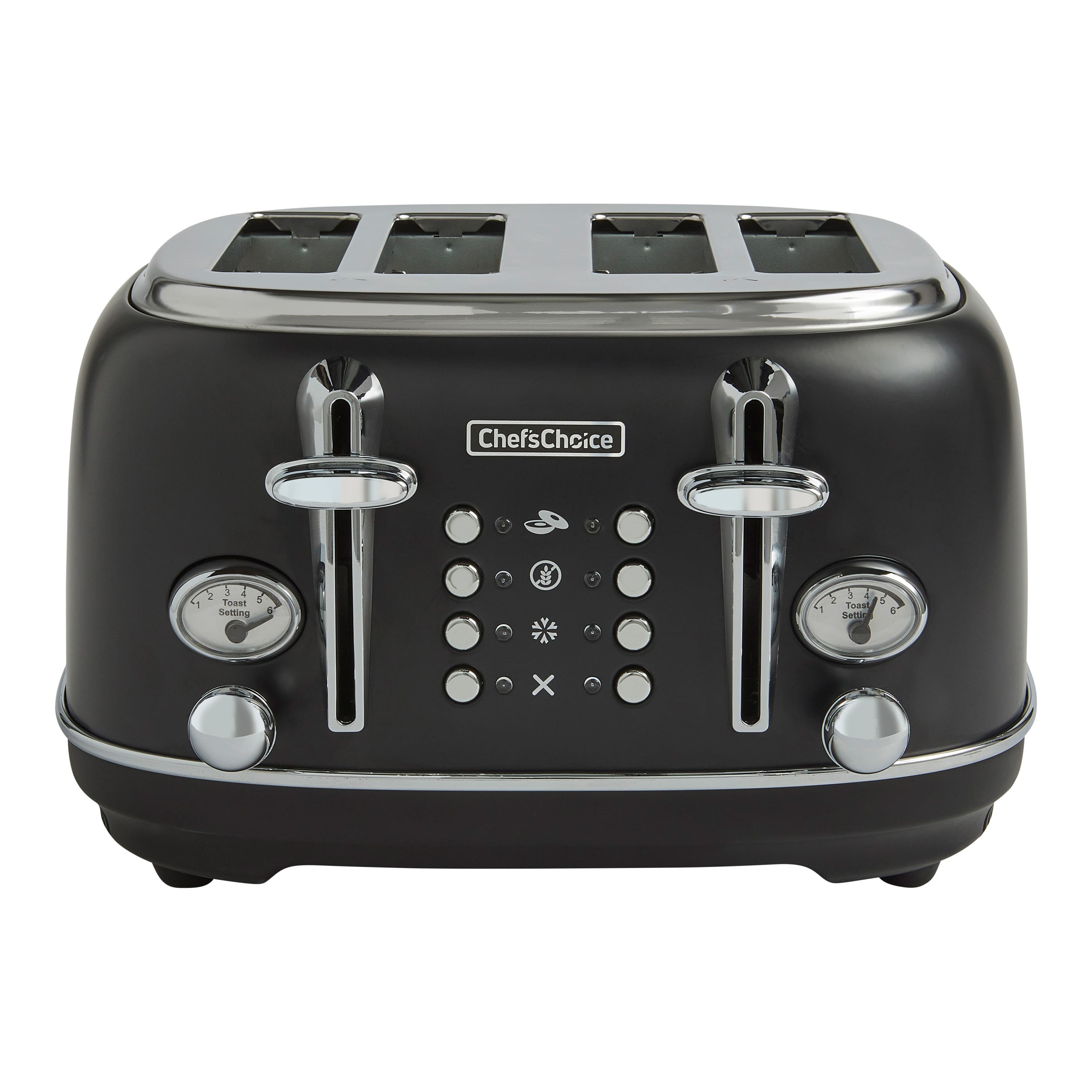 Front. Chef'sChoice - 4-Slice, Wide Slot Gourmezza Toaster, 1500W - Matte Black.