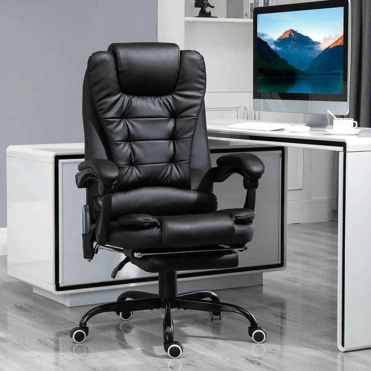 Angle. Vinsetto - Deluxe Ergonomic Massage Office Chair with Lumbar Support and - Black.