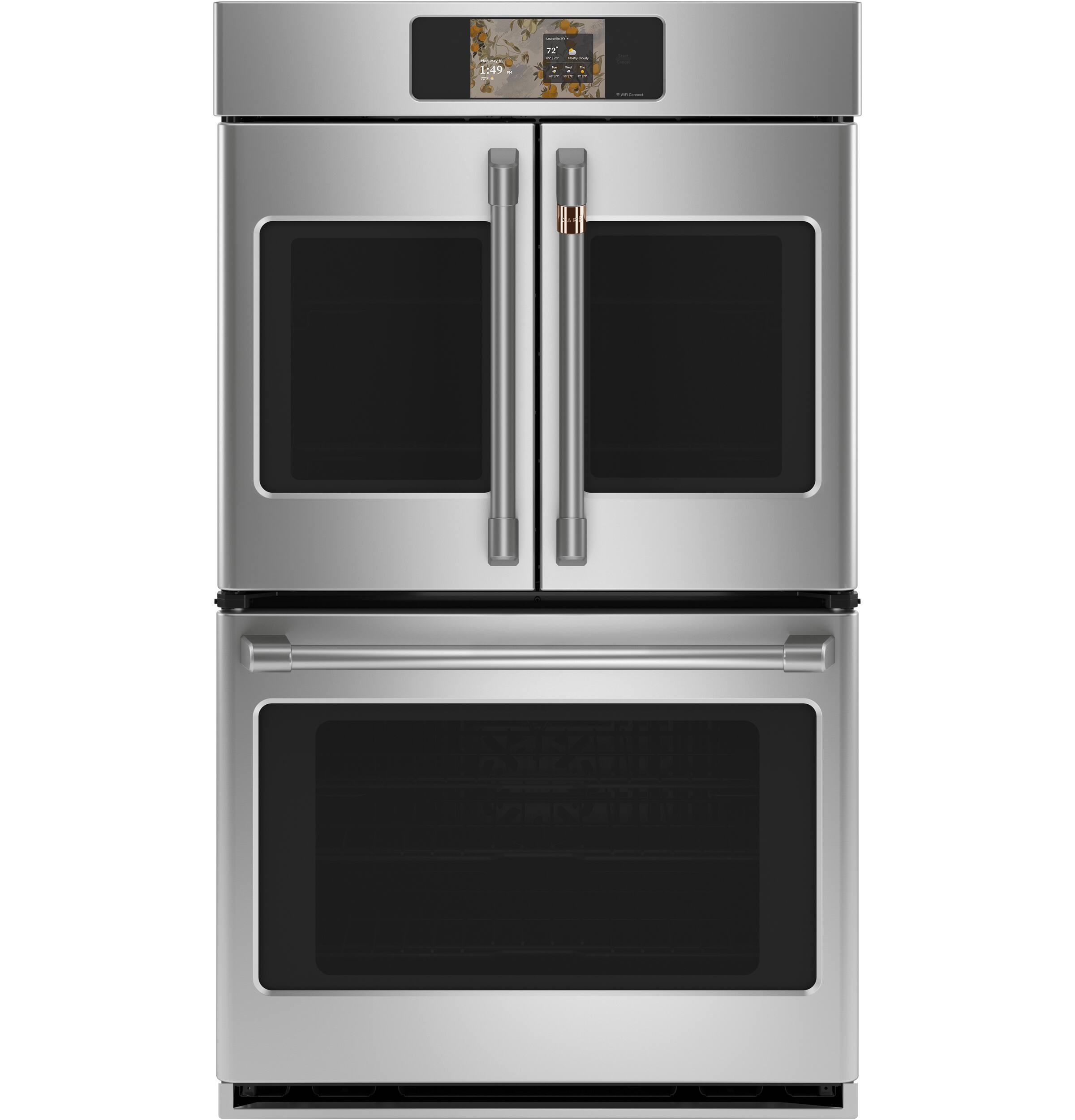 Alt View 20. Café - 30" Smart Built-In Double Electric Convection French Door Wall Oven with No Preheat Air Fry - Stainless Steel.