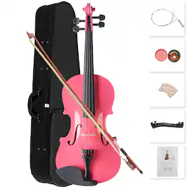 Winado - 1/4 Violin Set for Kids Basswood Pink Acoustic Violin Fiddle for Kids