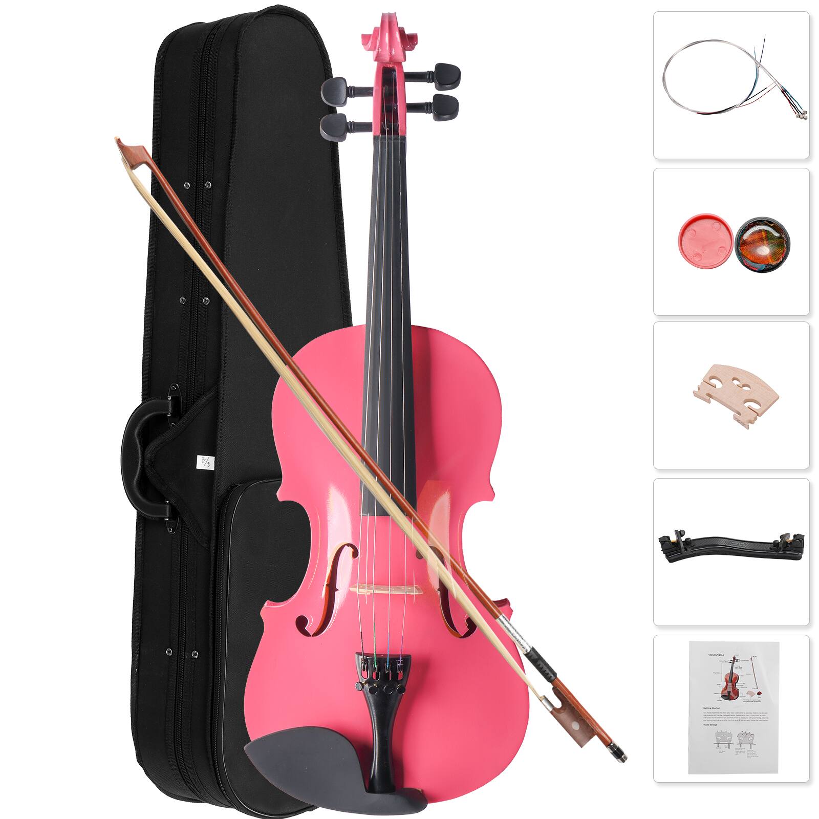 Winado - 1/4 Violin Set for Kids Basswood Pink Acoustic Violin Fiddle for Kids