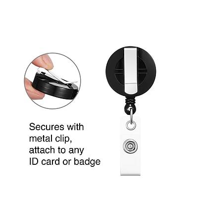 Secures with metal clip, attach to any ID card or badge