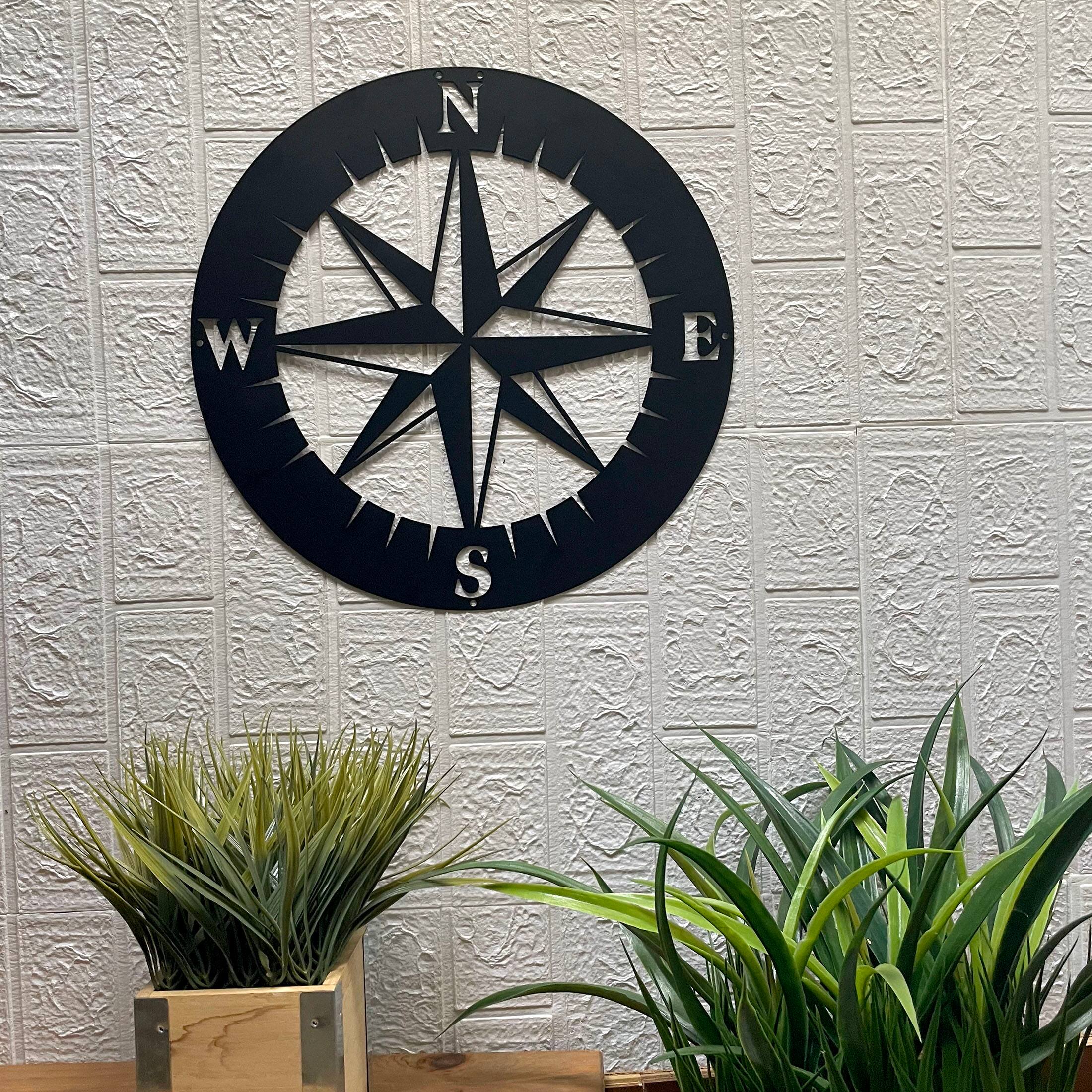 Alt View 3. Chesapeake Bay - Metal Compass Rose Wall Art – 15.5 Inch, Nautical Décor, Home Accent - Black.