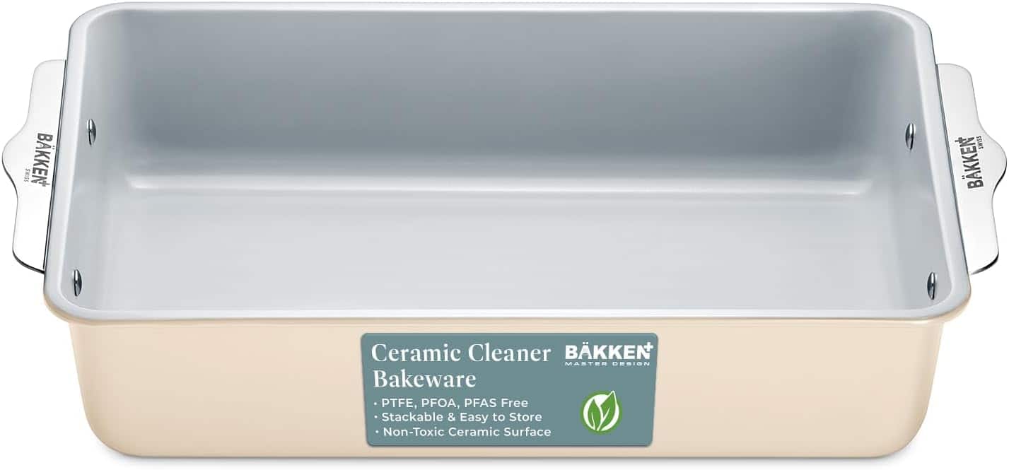 Bakken- Swiss - Enhance cooking with our Roaster Pan – Non-Toxic, Heavy-Duty, Ceramic Non-Stick, PFOA & PFAS Free, Perfect Size - Cream