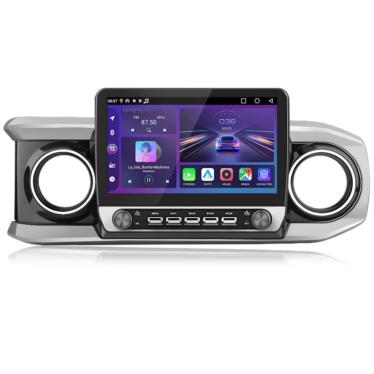 Junsun - For Toyota Tacoma 2016-2021 10.1"2+64GB Android 15 CarPlay Car Stereo Radio GPS Navi WIFI RDS SWC Blutooth FM - Black