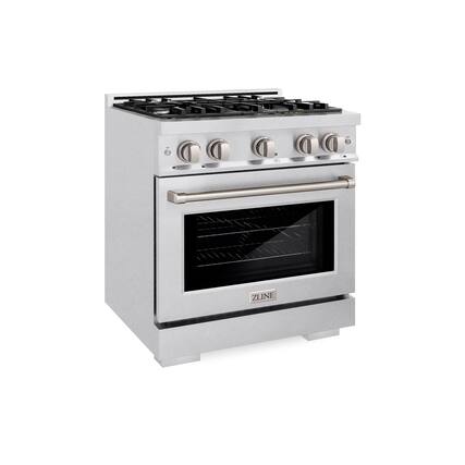 Front. ZLINE - ZLINE 30 in. 4.2 cu. ft. Freestanding Select Gas Range with 4 Burners and Convection Oven - Satin Stainless Steel.