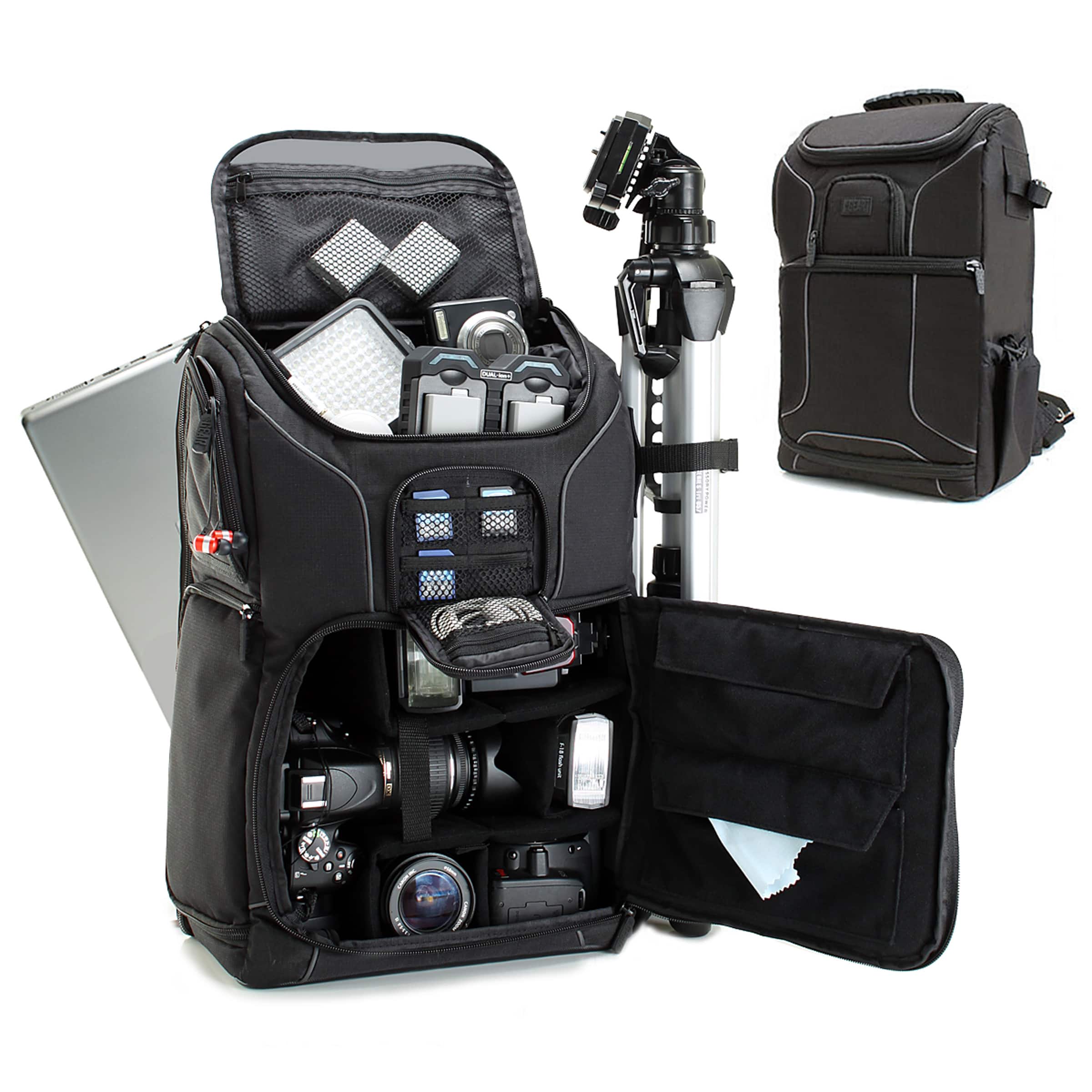 USA Gear - Digital SLR Camera Backpack with Laptop Compartment , Rain Cover , Lens Storage - Black