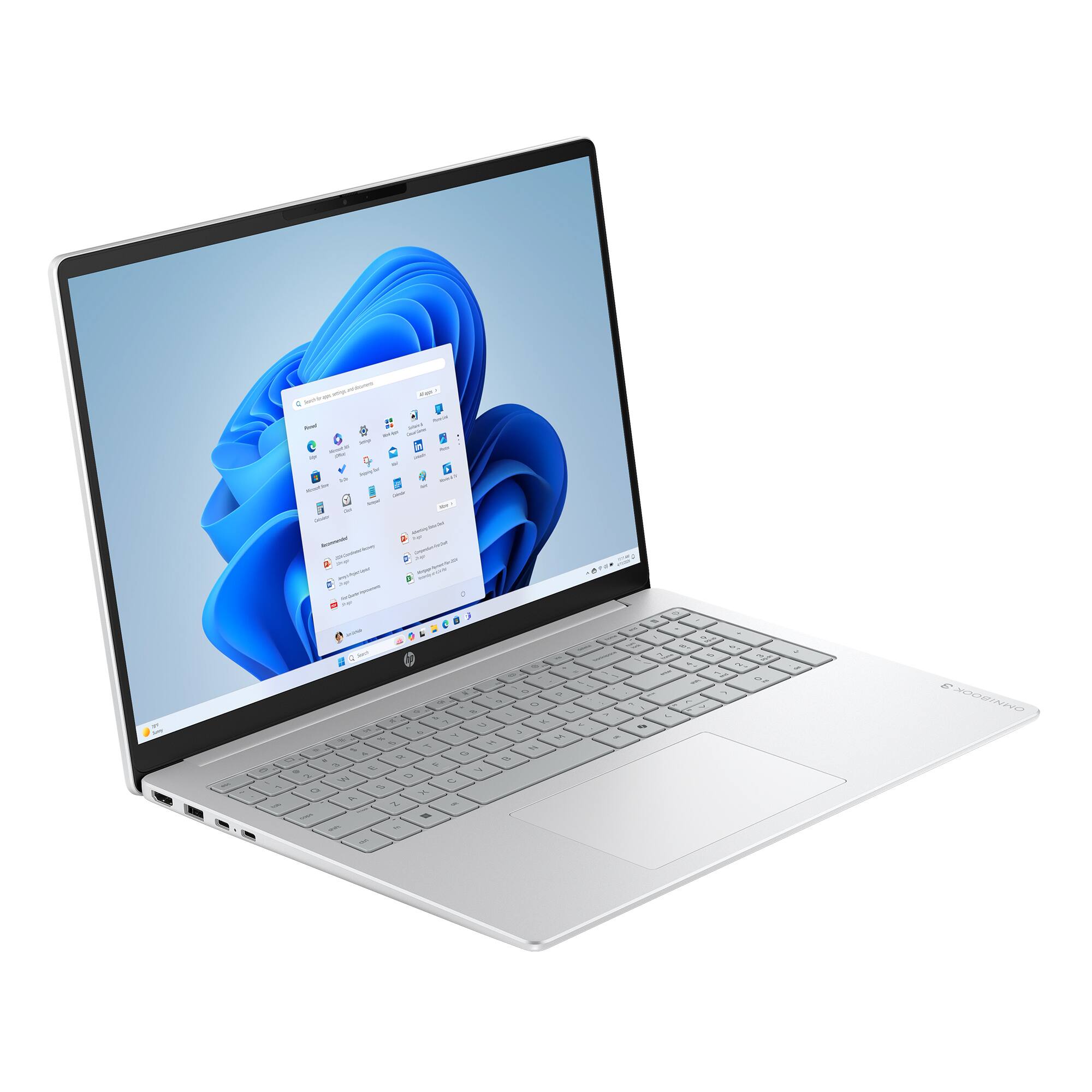 Alt View 9. HP - OmniBook 3 - 16" 2K Touchscreen Laptop - AMD Ryzen 5 40 - 16GB Memory - 256GB SSD - Glacier Silver.