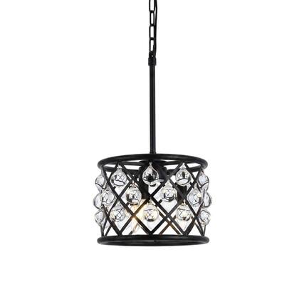 Front. Urban Classic - Madison 3 light Matte Black Pendant Clear Royal Cut Crystal - Matte Black.