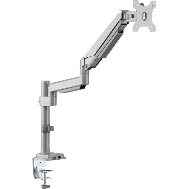 Front. Tripp Lite - Eaton Tripp Lite Series Single-Display Gas Spring-Arm Desktop Clamp or Grommet for 13" to 34" Displays - USB and Audio - Silver.