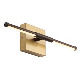 Jonathan Y - McKenna 16.25" Modern Minimalist Dimmable Integrated LED Metal Wall Sconce - Oil Rubbed Bronze/Brass Gold