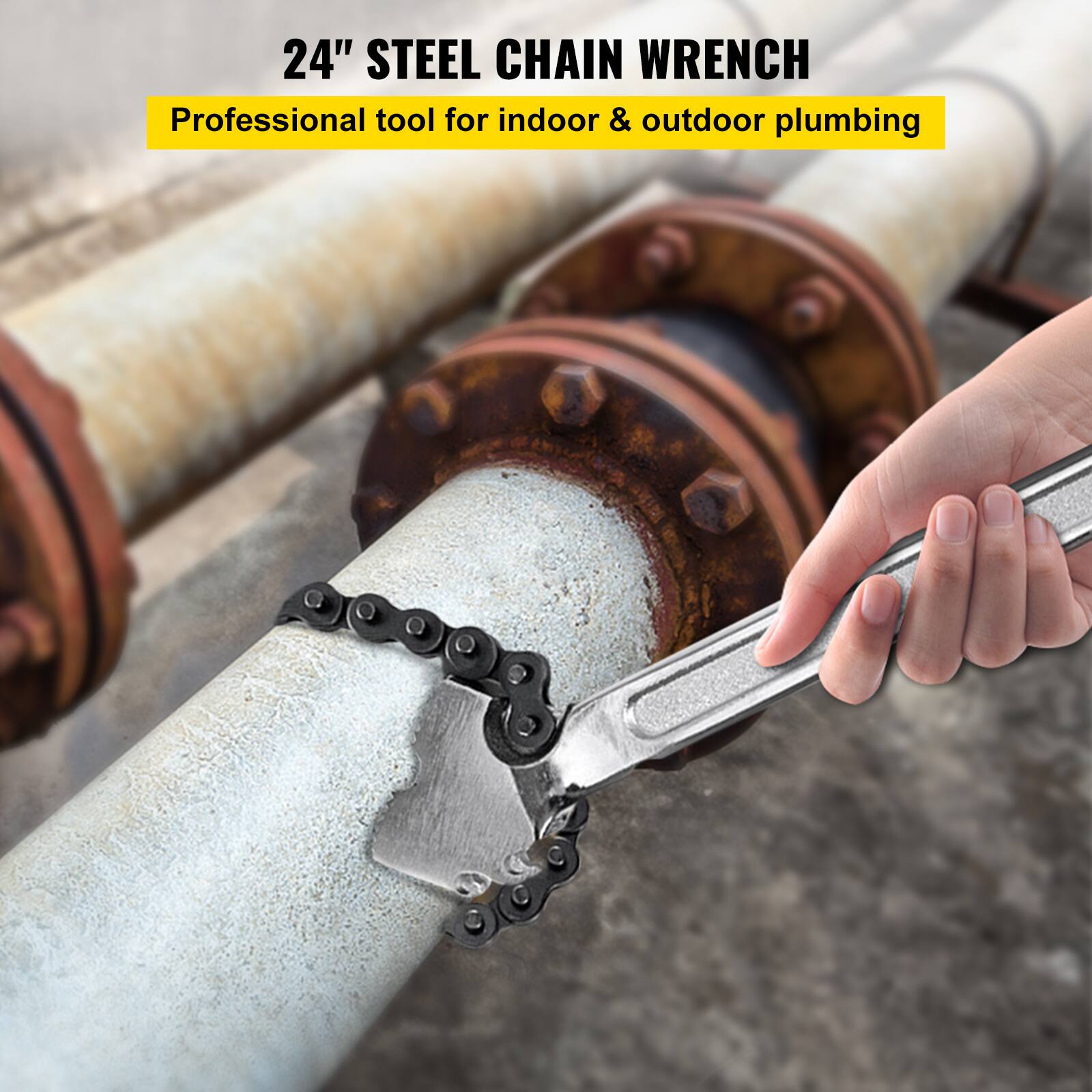 24" STEEL CHAIN WRENCH  
Professional tool for indoor & outdoor plumbing