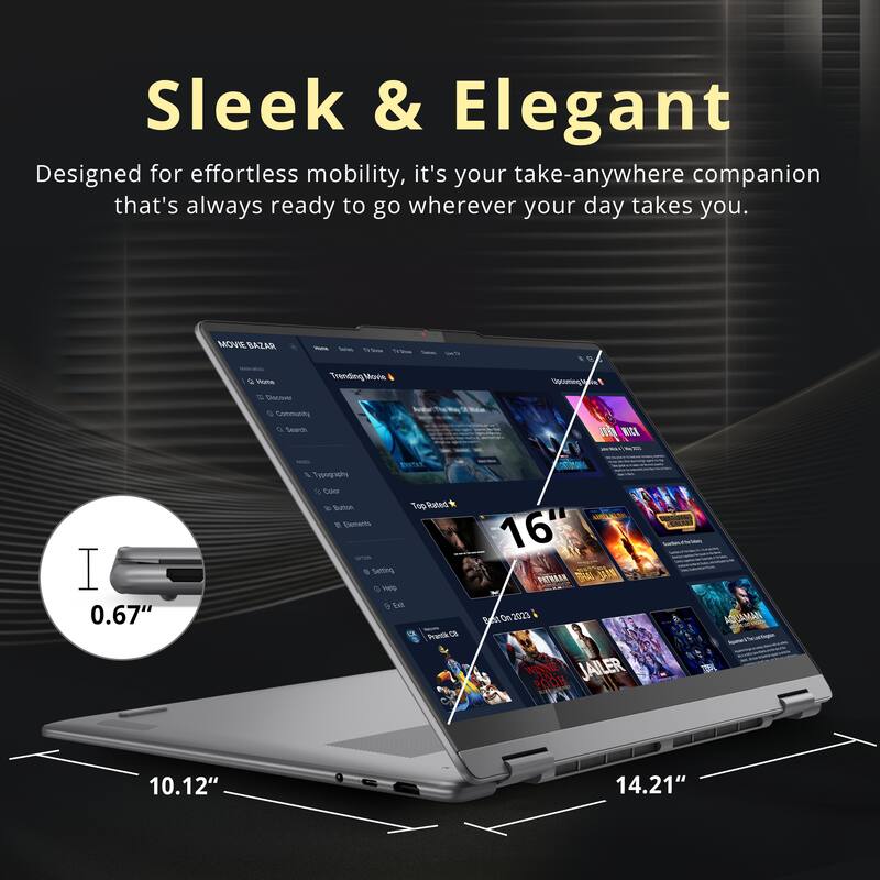 Sleek & Elegant  
Designed for effortless mobility, it's your take-anywhere companion that's always ready to go wherever your day takes you.  

MOVE BAZAR  
MA TrendingMovie  
0scom  
Conciunis Seanth M Tgrahy  
0.67"  
Coa S ilot To0  
Rated Tments Senting -ep Nt Prarth c Ma  
16 PETMAN BA D  
0n2023 WNEE JAILER POOH AGUAMAN  
10.12"  
14.21"